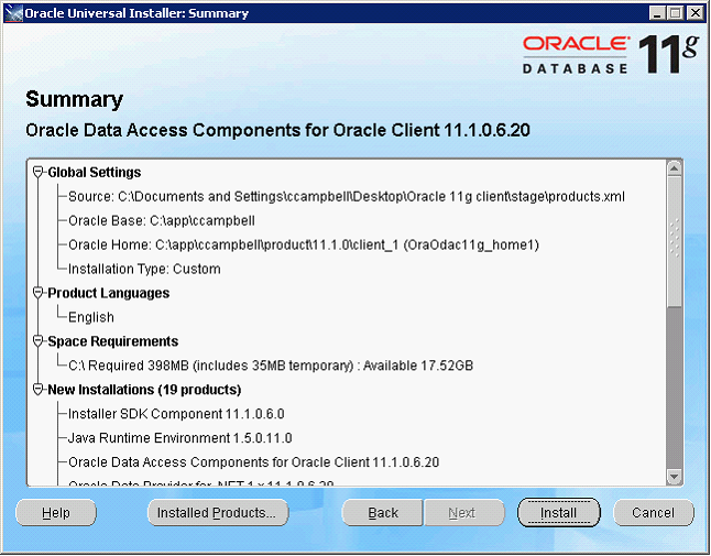 install oracle client